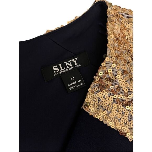 SLNY navy and gold gown - 12 - Picture 6 of 13